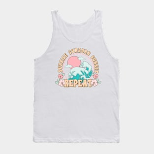 Sunrise Sunburn Sunset Repeat Summer Vibes Beach Life Novelty Gift Tank Top